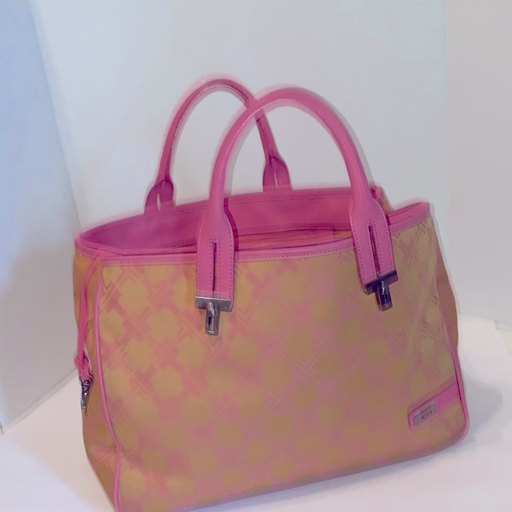 Tumi Pink and Yellow Handbag in very good condition